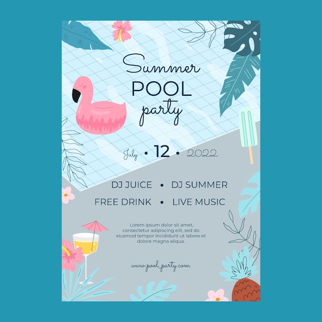 Cartoon-Pool-Party-Poster-Vorlage