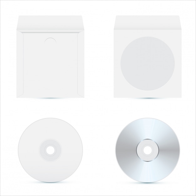 Vektor cd-disc-modell. realistisches verpackungsdesign.