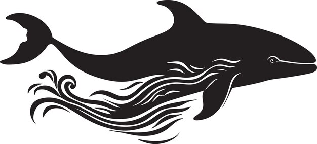 Vektor cresting currents iconic whale symbol maritime melody vector logo mit wal-ikonen