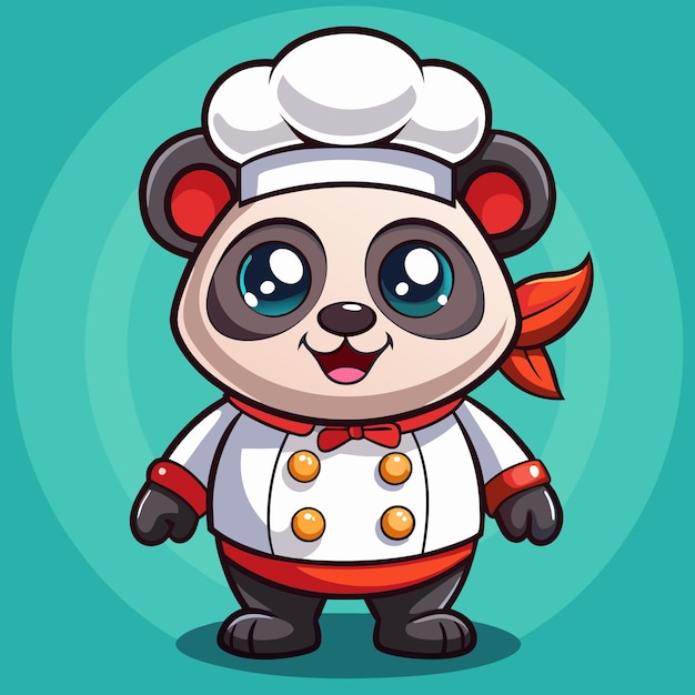 Cute Panda Chef Zeichentrickfigur