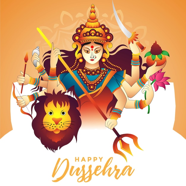 Vektor dieses wunderschöne mythologische plakat ist für das happy dussehra festival entworfen.