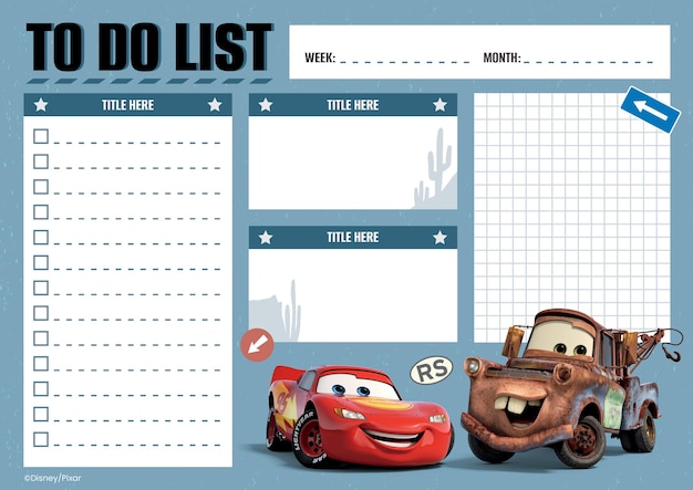 Vektor disney's cars liste