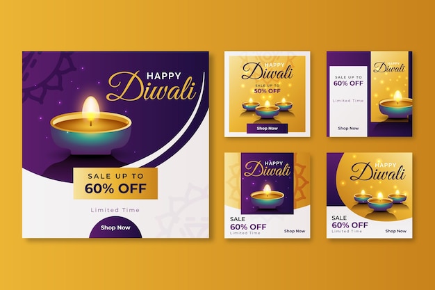 Diwali Verkauf Event Instagram Post Set