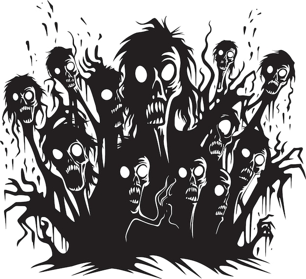 Vektor doodle deadlock zombies gruppensymbol wacky walking dead doodle zombies vektorelement (vektorelement) das ist ein vektorelement, das von einer gruppe von zombies hervorgegangen ist.