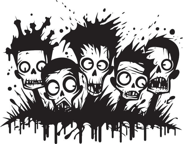 Vektor doodle dread zombies vektor-logo-design die wandelnde skizze doodle zombies gruppen-ikonen