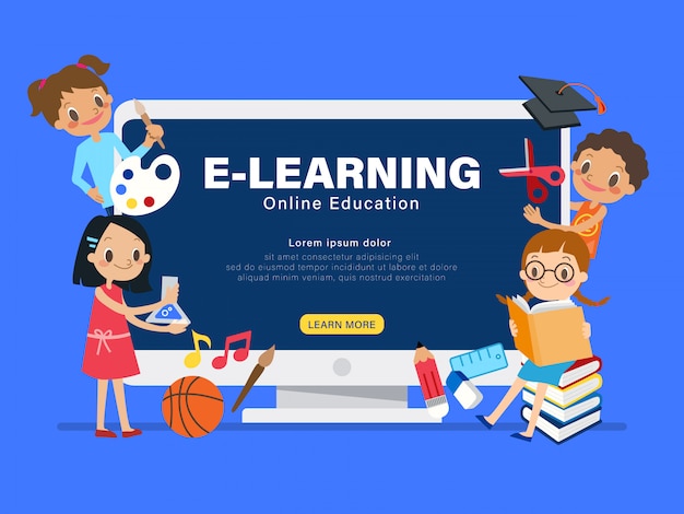 E-Learning Online-Bildungskonzept Illustration.