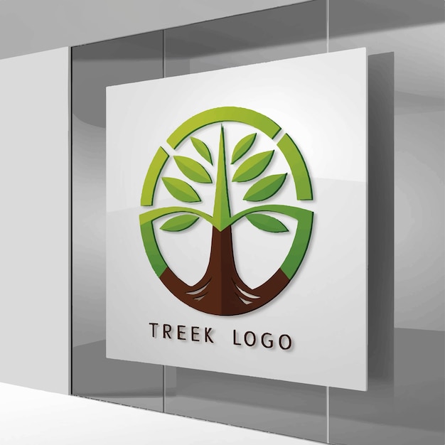 Vektor ein baum-logo für einen baum und ein schild, auf dem steht hiker