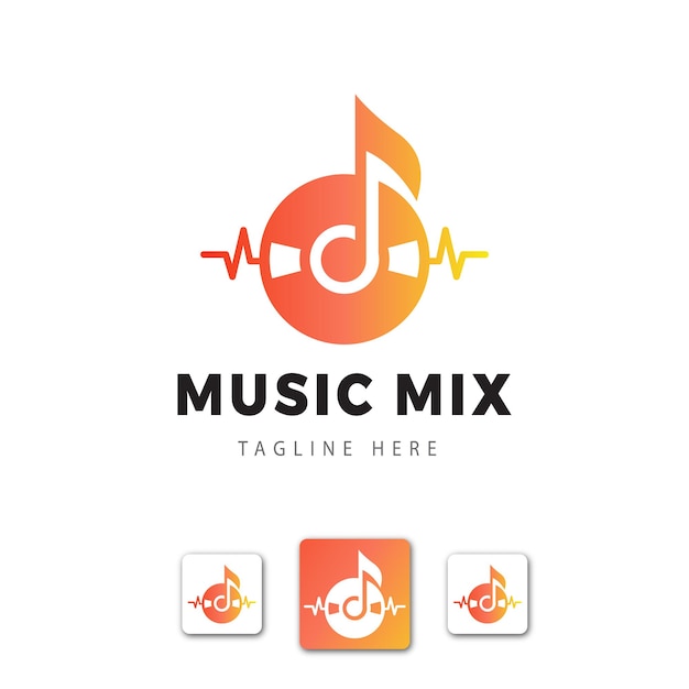 Vektor ein musikmix-logo mit einer musiknote darauf