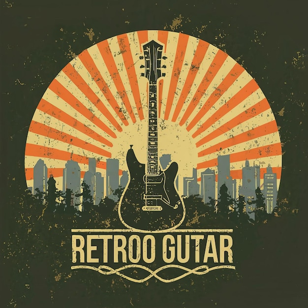 ein Plakat für eine Gitarre, auf dem steht: "Retro-Gitarre"