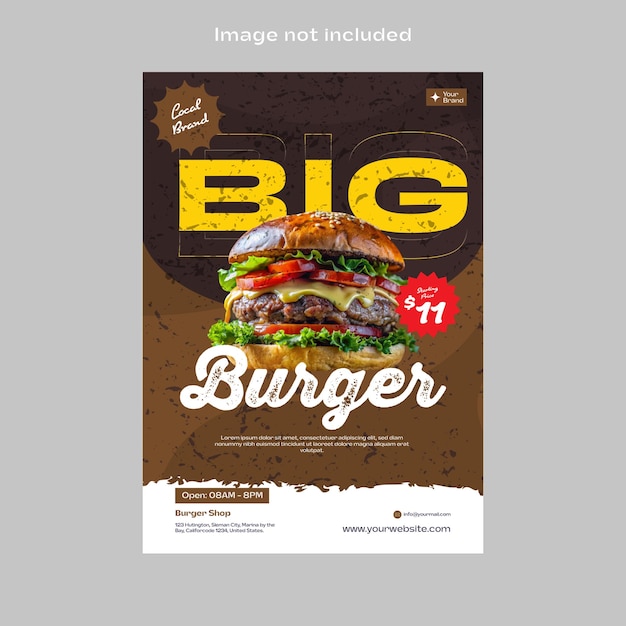 Vektor ein plakat für große burger, das einen großen burger bewirbt