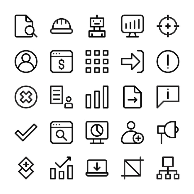 Eine Reihe von User Interface Line Icons