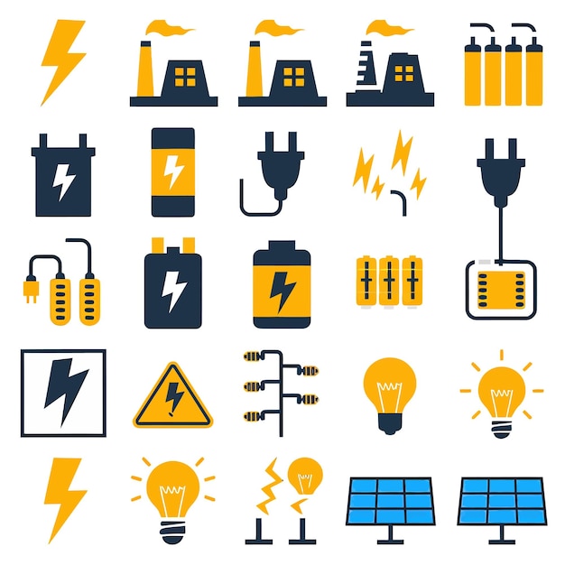 Vektor eine sammlung von bildern, darunter ein solarkraftwerk und ein solarpanel