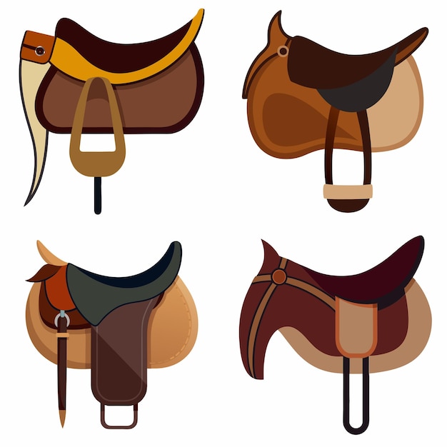 Vektor elegantes reitsattel-clipart-design auf weißem hintergrund