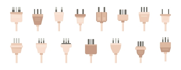 Vektor elektrische steckdosen mit verschiedenen arten von nadeln