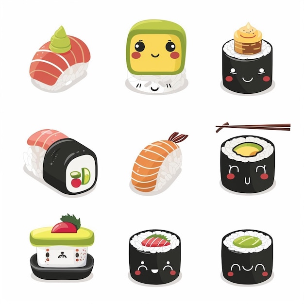 Vektor essen sushi japanisches asiatisches vektorrestaurant japan illustrationsmahlzeit fisch traditioneller salm