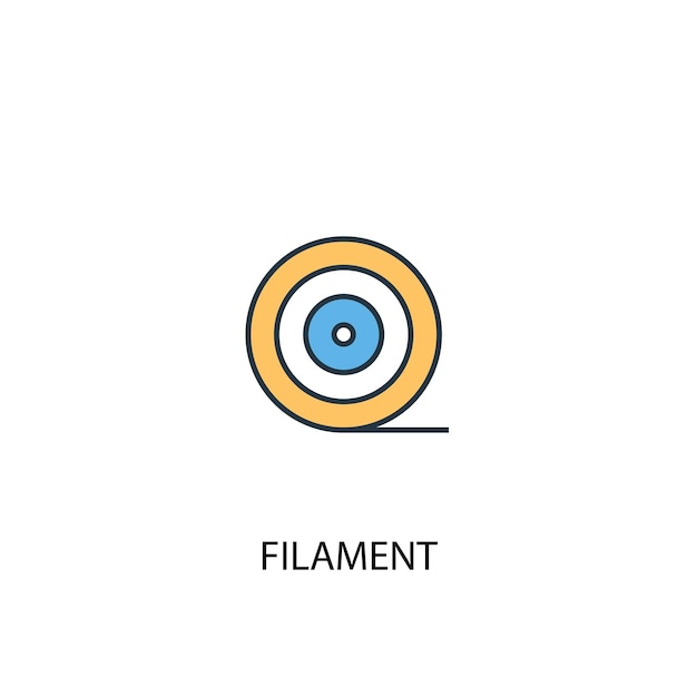 Filamentkonzept 2 farbiges Liniensymbol Einfache gelbe und blaue Elementillustration Filamentkonzeptumrisssymboldesign