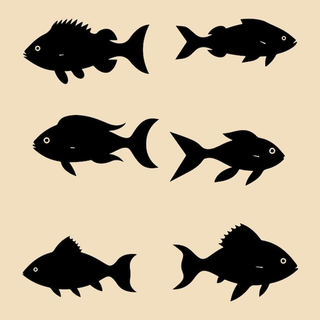 Fischschwarze Silhouette-Set Clip-Art