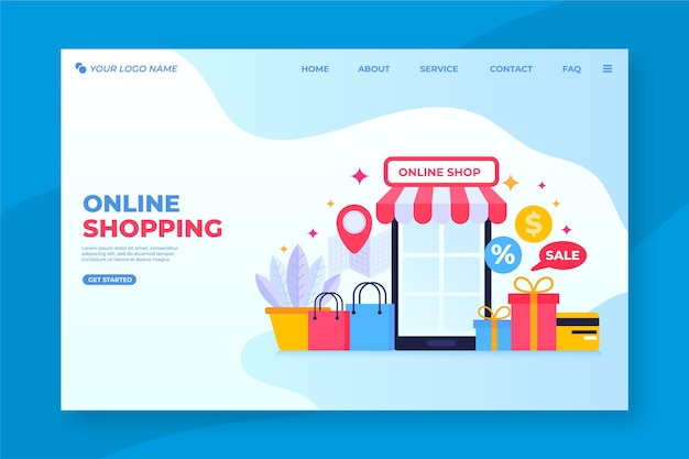 Flache Design-Shopping-Online-Landingpage