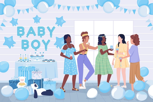 Vektor flache farbvektorillustration der babypartyparty