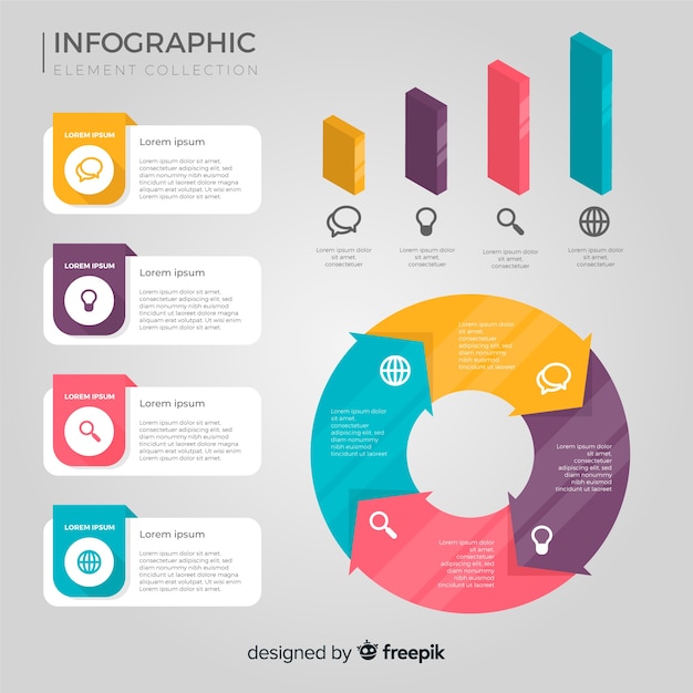 Flache Infographik Elementsammlung