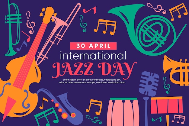 Vektor flache internationale jazz-tagesillustration