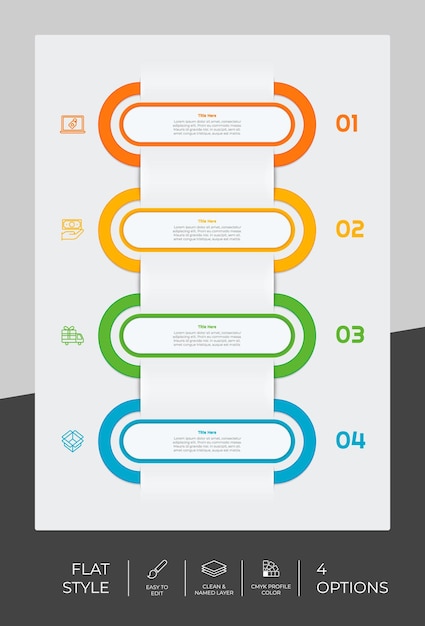 Flache Optionsquadrat-Infografik mit Papiereffektkonzept für Finanzunternehmen Die Optionsinfografik kann für Präsentationsbroschüren und Marketing verwendet werden