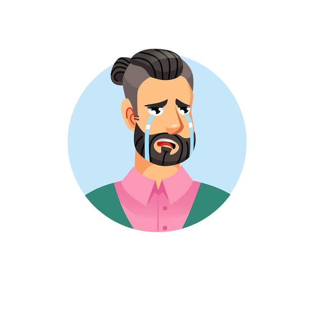 Flaches Cartoon-Hipster-Mann-Avatar-CharakterSocial Media-Vektor-Illustrationskonzept