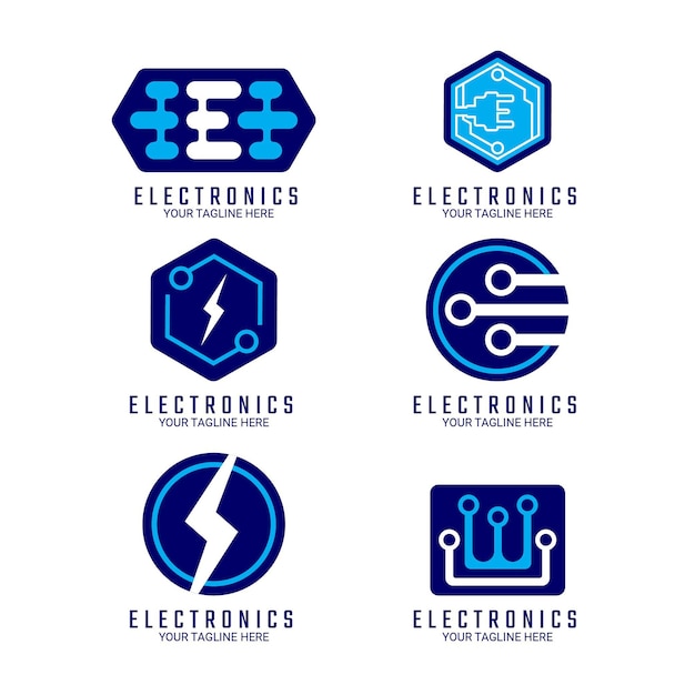 Vektor flaches design elektronik-logopaket