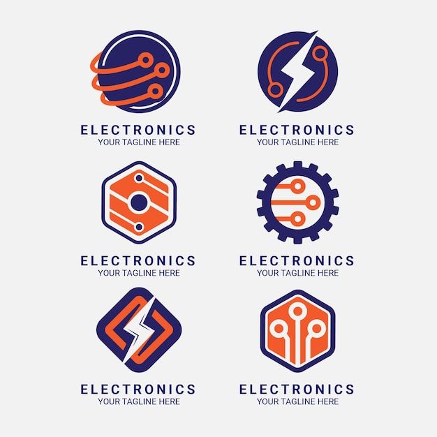 Vektor flaches design elektronik-logopaket