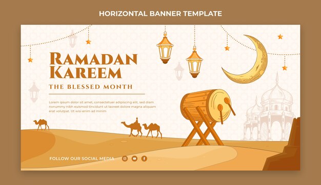 Vektor flaches horizontales ramadan-banner