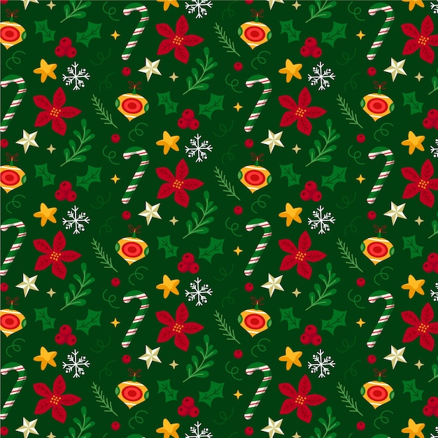 Flaches Weihnachtsmusterdesign