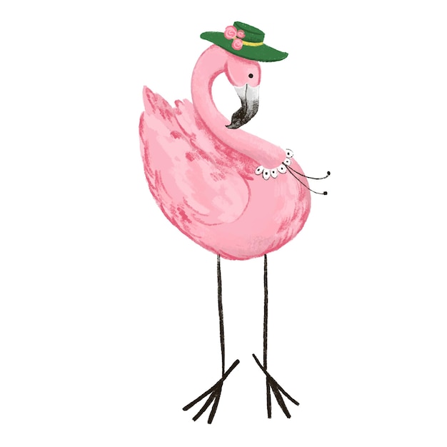 Flamingo auf weißem, isoliertem Hintergrund