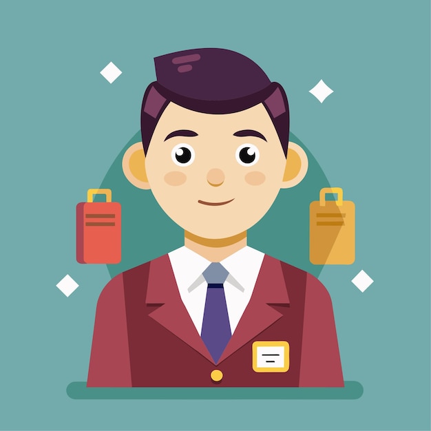 Vektor flat style vector hotel manager charakter-illustration