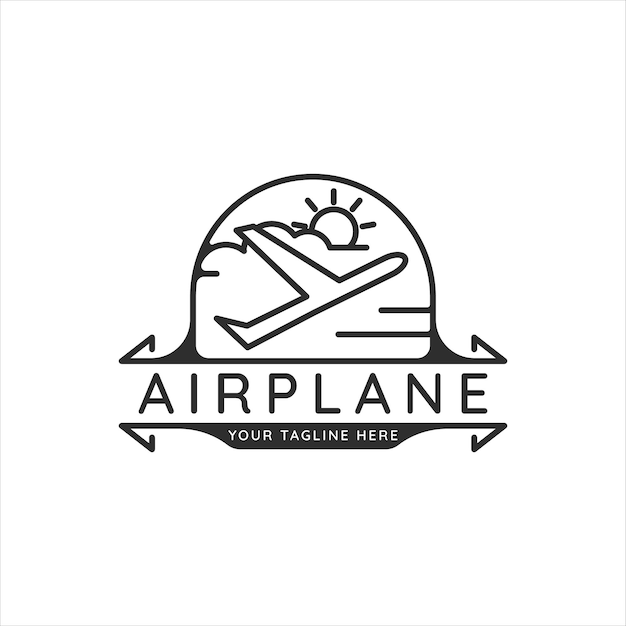 Flugzeug Reise Logo Linie Kunst Vektor Illustration Vorlage Symbol Grafik Design Flugzeug Symbol Mit Ba