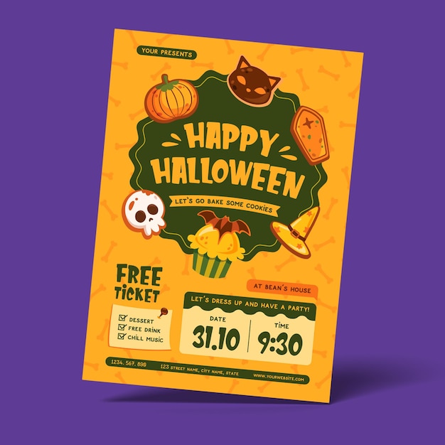 Fröhliche Halloween-Einladungs-Flyer-Vorlage