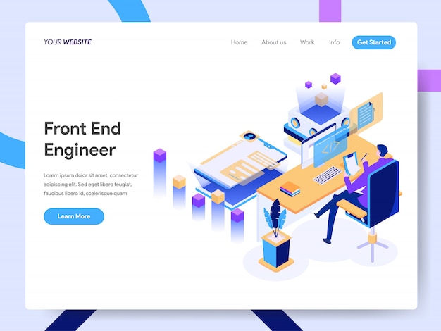 Front End Engineer Isometric Illustration für Website-Seite