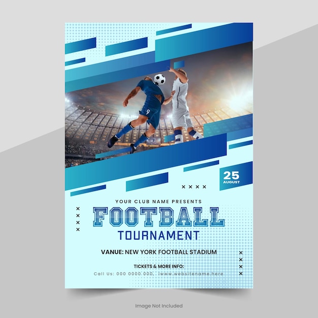 Vektor fußballsport-flyer-vorlage und poster-layout-design für fußballmeisterschaftsturniere