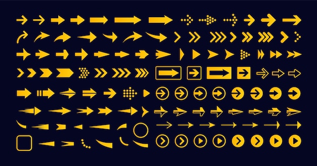 Geometrischer Pfeil nach rechts set vektorsymbol zeigersymbol nächstes zeichen vorwärts schaltfläche infografik einfach