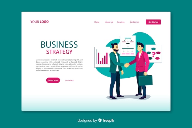 Geschäftsstrategie-Landingpage mit flachem Design