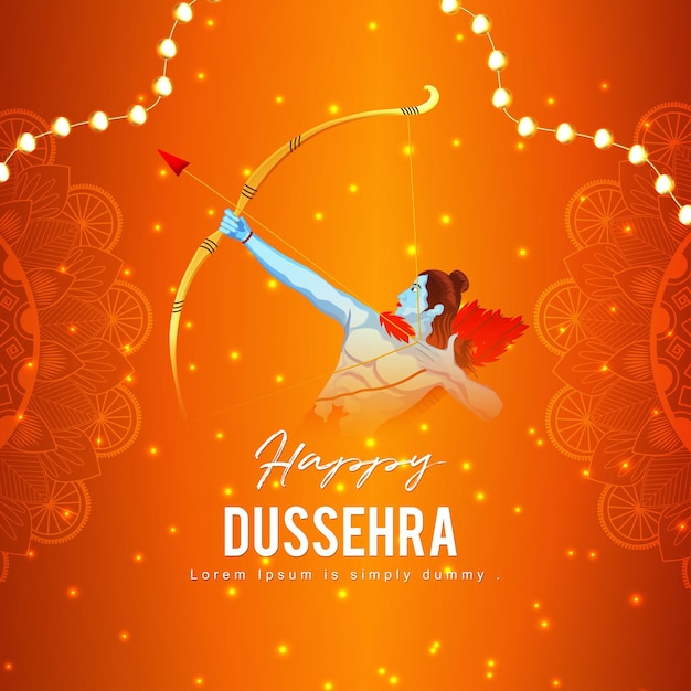 Vektor glückliche dussehra-feierkarte mit realistischer vektorillustration