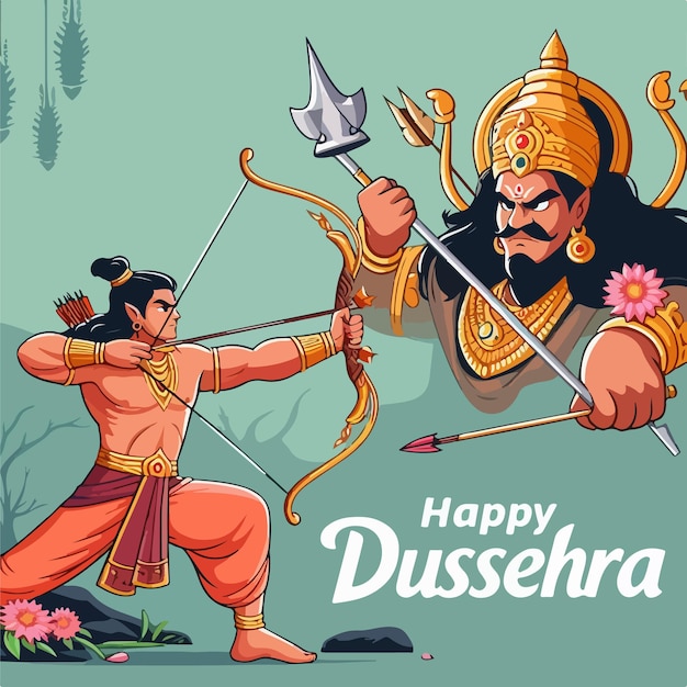 Vektor glückliche dussehra-festival-feierkunst hintergrund-illustration