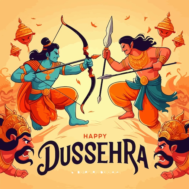 Vektor glückliche dussehra-festival-feierkunst hintergrund-illustration