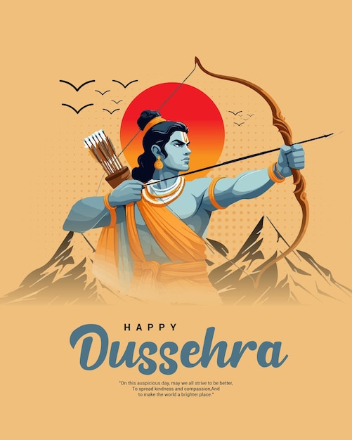 Vektor glückliche dussehra und subh vijayadashami mit ravan dahan social media post banner vorlage