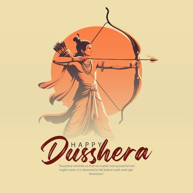 Vektor glückliche dussehra und subh vijayadashami mit ravan dahan social media post banner vorlage