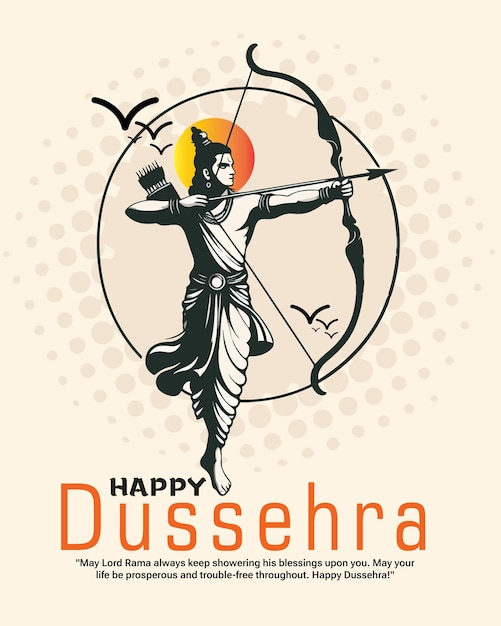 Vektor glückliche dussehra und subh vijayadashami mit ravan dahan social media post banner vorlage