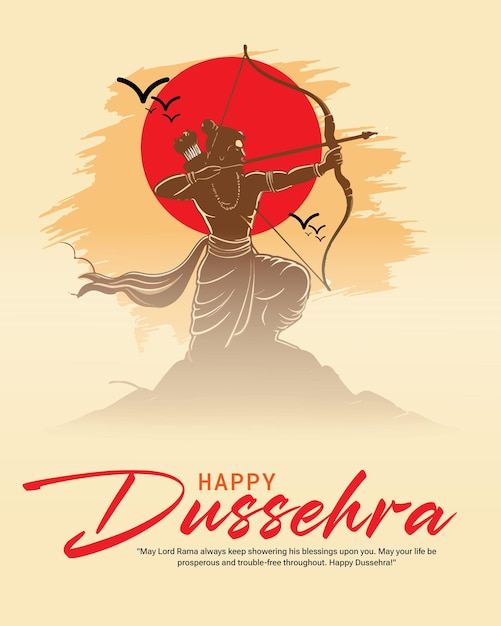 Vektor glückliche dussehra und subh vijayadashami mit ravan dahan social media post banner vorlage