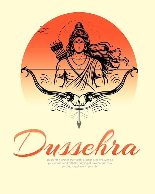 Glückliche Dussehra und Subh Vijayadashami mit Ravan Dahan Social Media Post Banner Vorlage