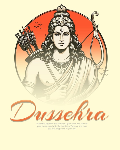 Glückliche Dussehra und Subh Vijayadashami mit Ravan Dahan Social Media Post Banner Vorlage