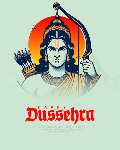 Glückliche Dussehra und Subh Vijayadashami mit Ravan Dahan Social Media Post Banner Vorlage