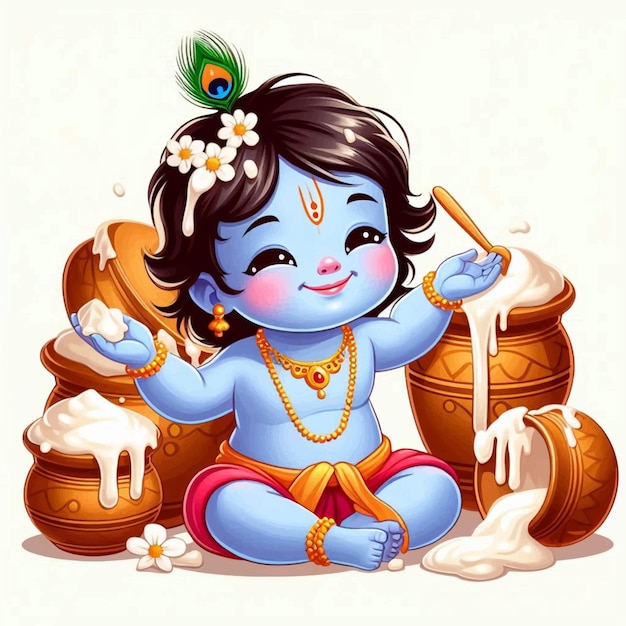 Glückliche Krishna Janmashtami-Vektorillustration